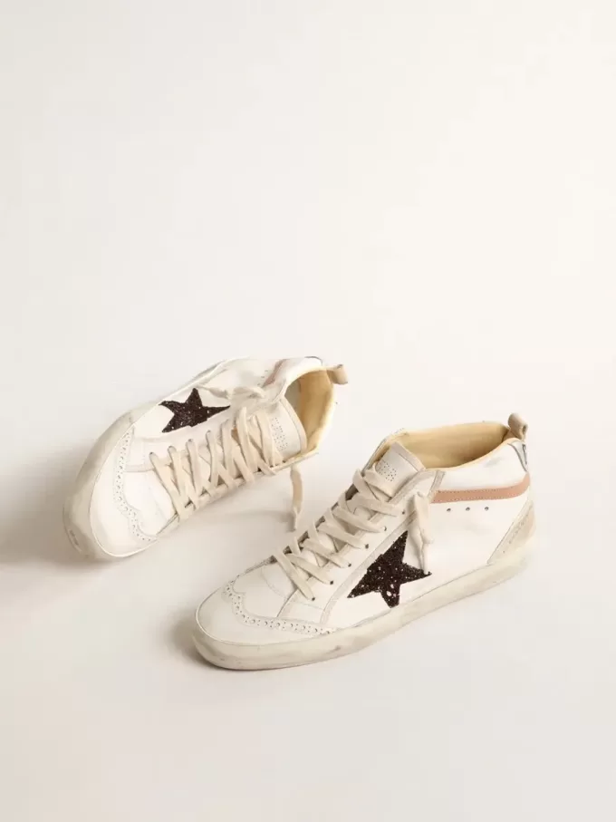 Mid Star LTD aus Nappaleder mit Glitzerstern und nudefarbenem Lederbesatz