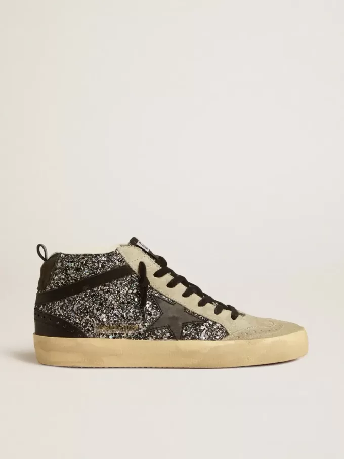 Mid Star LTD in Schwarz mit Glitzer, schwarzem Lederstern und Blitz