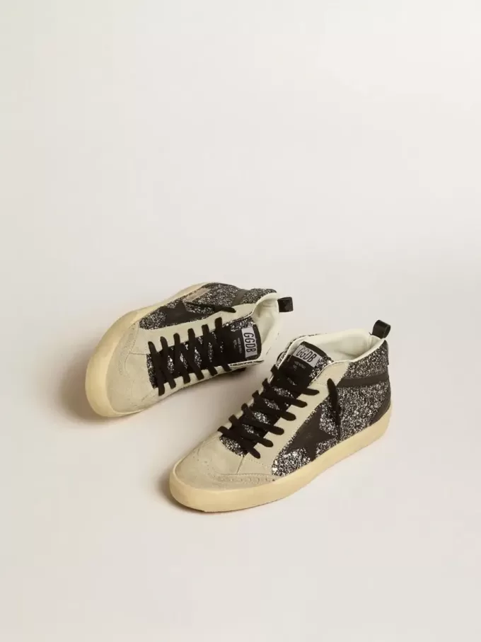 Mid Star LTD in Schwarz mit Glitzer, schwarzem Lederstern und Blitz
