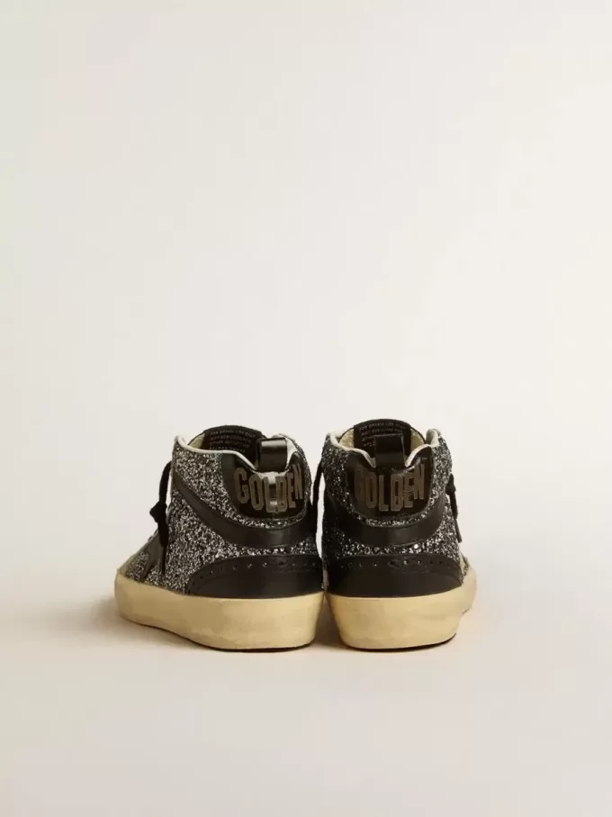 Mid Star LTD in Schwarz mit Glitzer, schwarzem Lederstern und Blitz