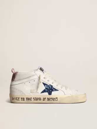 Mid Star mit blauem Glitzerstern und rosa Wildleder-Fersenlasche