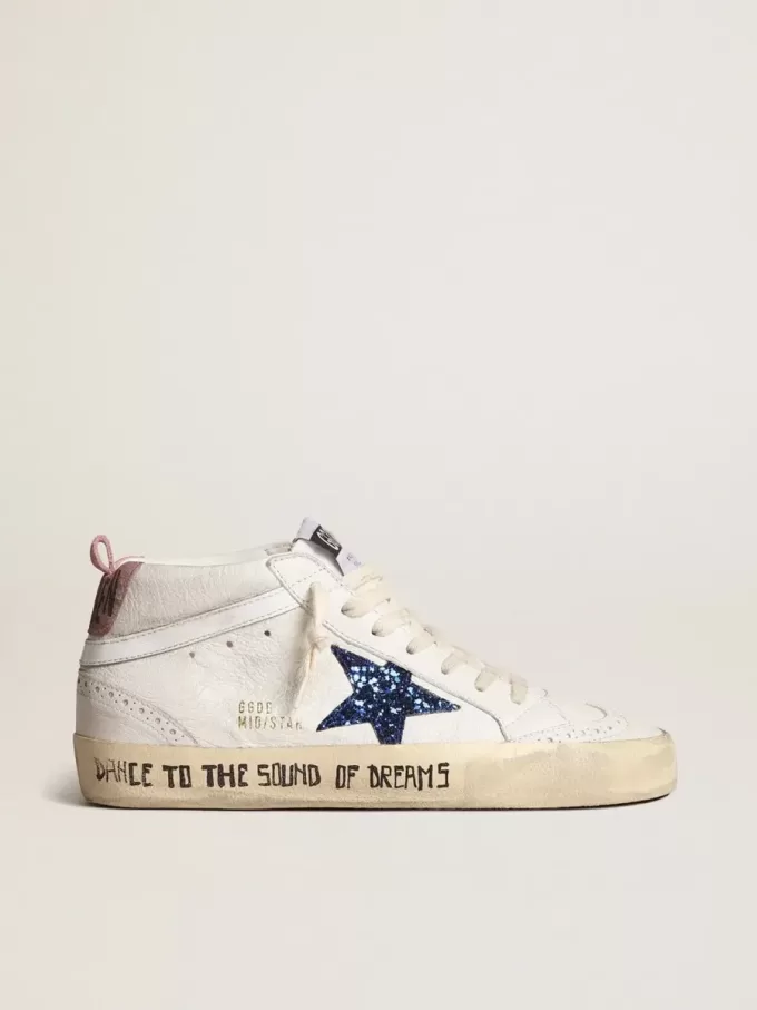 Mid Star mit blauem Glitzerstern und rosa Wildleder-Fersenlasche
