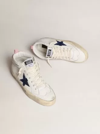 Mid Star mit blauem Glitzerstern und rosa Wildleder-Fersenlasche