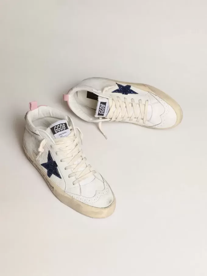 Mid Star mit blauem Glitzerstern und rosa Wildleder-Fersenlasche