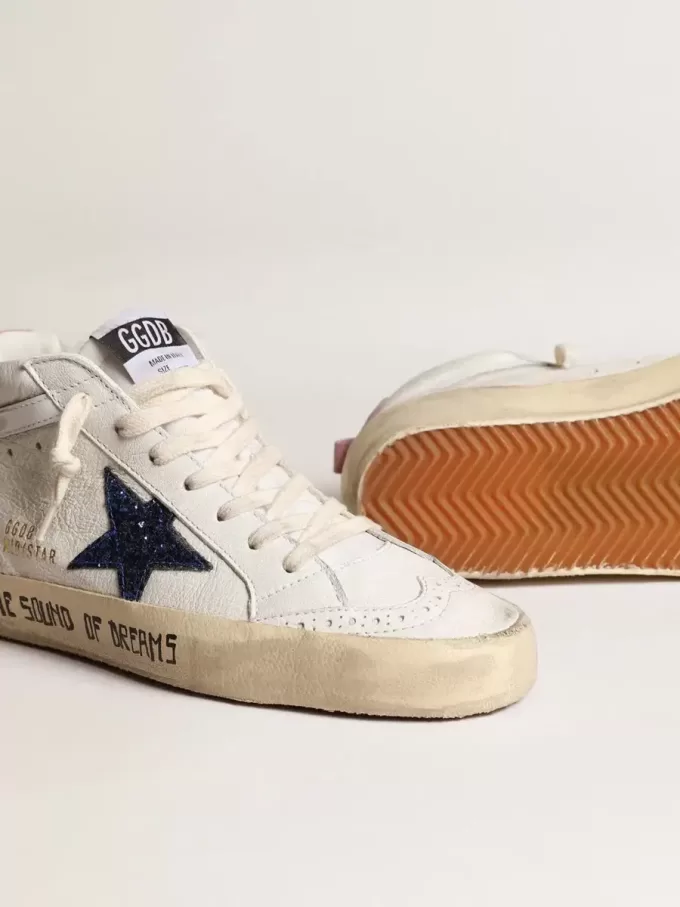 Mid Star mit blauem Glitzerstern und rosa Wildleder-Fersenlasche