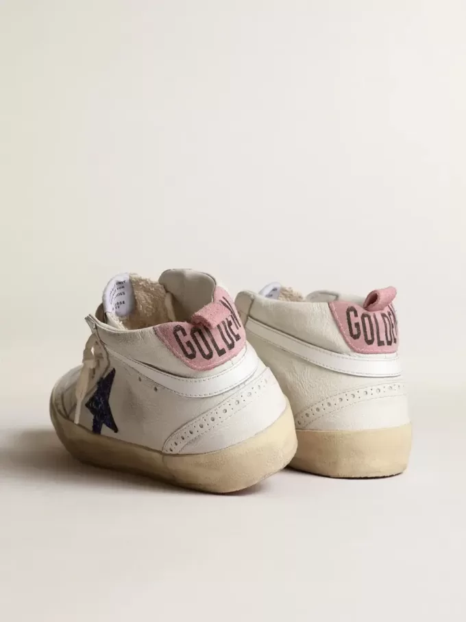 Mid Star mit blauem Glitzerstern und rosa Wildleder-Fersenlasche