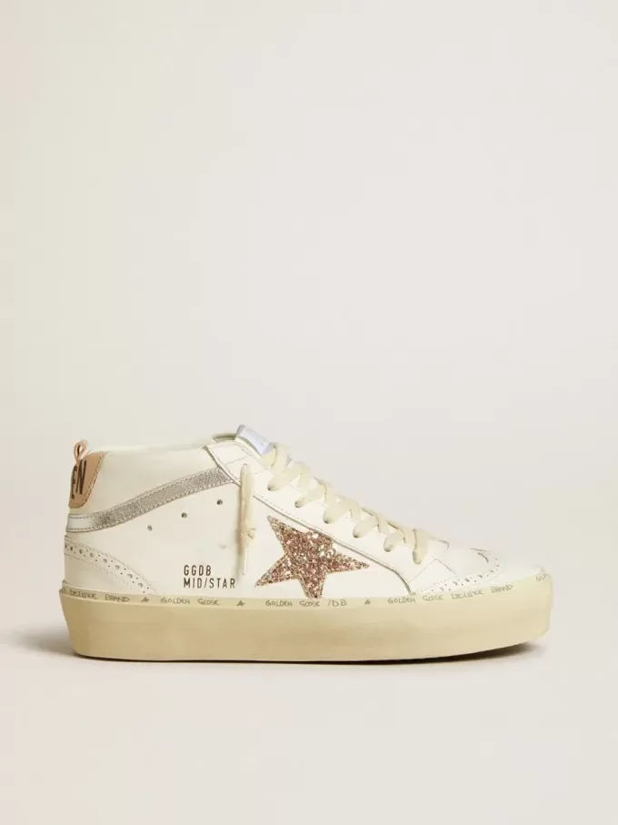 Mid Star mit Glitzerstern und metallisch silbernem Lederstreifen Mid Star mit Glitzerstern und metallisch silbernem Lederstreifen