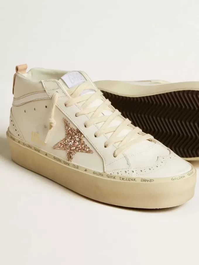 Mid Star mit Glitzerstern und metallisch silbernem Lederstreifen Mid Star mit Glitzerstern und metallisch silbernem Lederstreifen