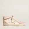 Mid Star mit goldenem Lederstern und rosa Wildleder-Flash mit Perlen