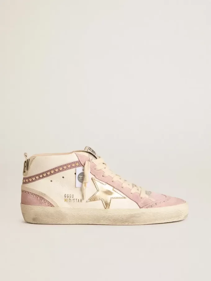 Mid Star mit goldenem Lederstern und rosa Wildleder-Flash mit Perlen