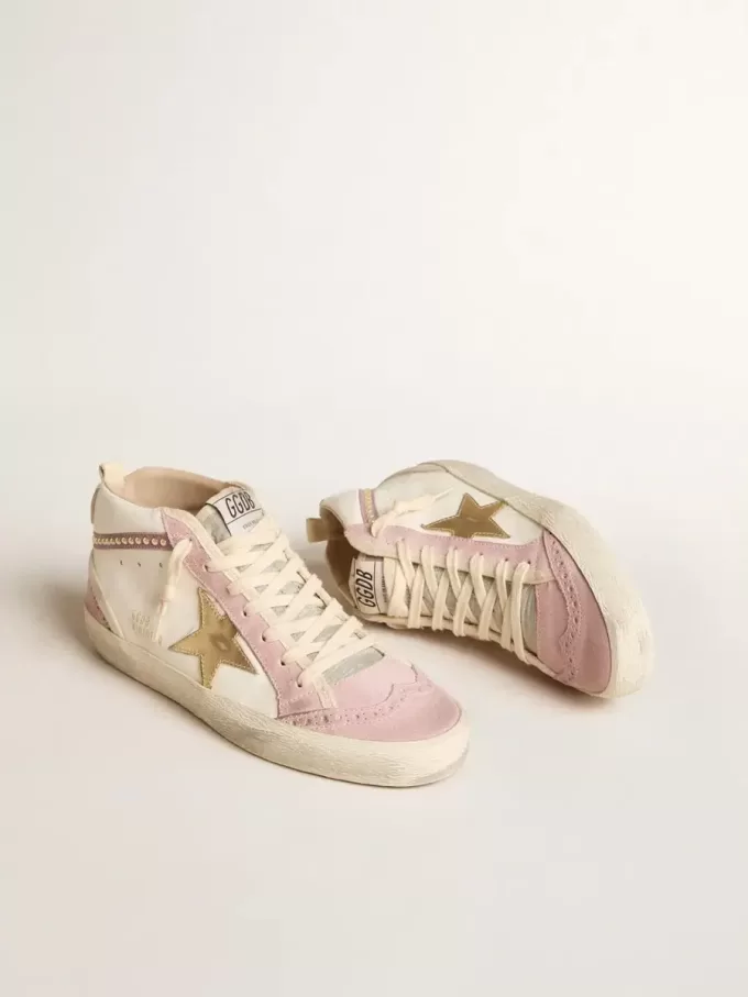Mid Star mit goldenem Lederstern und rosa Wildleder-Flash mit Perlen