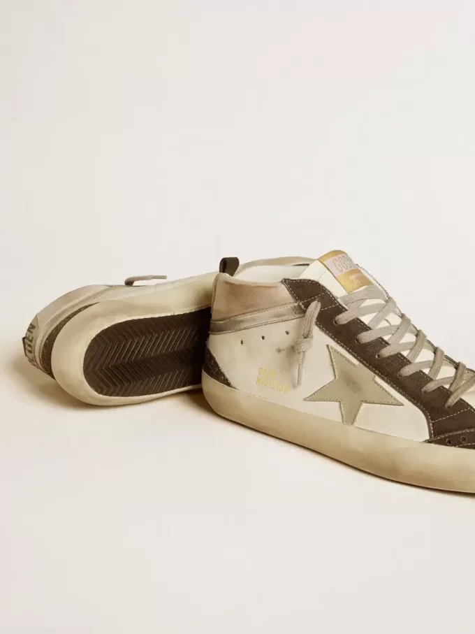 Mid Star mit grauem Lederstern und metallisch silbernem Lederstreifen
