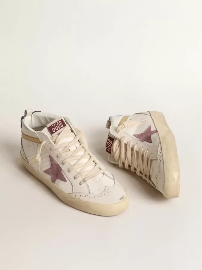 Mid Star mit rosa Wildlederstern und goldfarbenem Metallic-Lederstreifen
