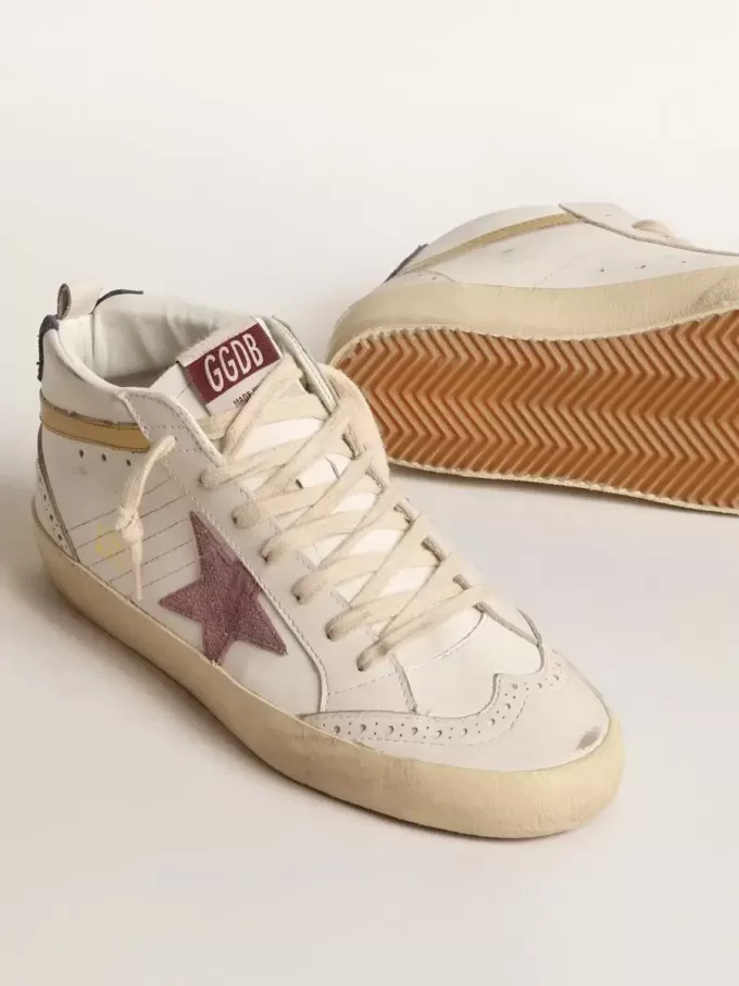 Mid Star mit rosa Wildlederstern und goldfarbenem Metallic-Lederstreifen