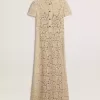 Midi-Kleid für Damen aus cremefarbener, transparenter Spitze Midi-Kleid für Damen aus cremefarbener, transparenter Spitze