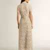 Midi-Kleid für Damen aus cremefarbener, transparenter Spitze Midi-Kleid für Damen aus cremefarbener, transparenter Spitze