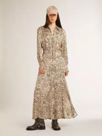 Midi-Kleid für Damen aus Seidenmischung mit Blumenmuster