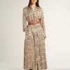 Midi-Kleid für Damen aus Seidenmischung mit Blumenmuster