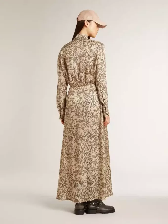 Midi-Kleid für Damen aus Seidenmischung mit Blumenmuster