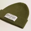 Militärgrüne Baumwollmütze mit appliziertem Label auf der Vorderseite