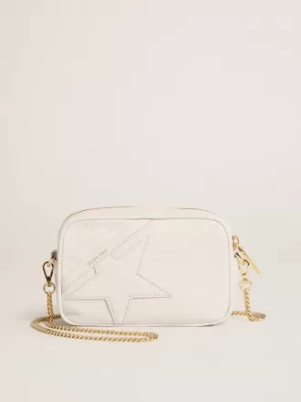 Mini Star Bag aus butterweißem Leder mit Ton-in-Ton-Stern