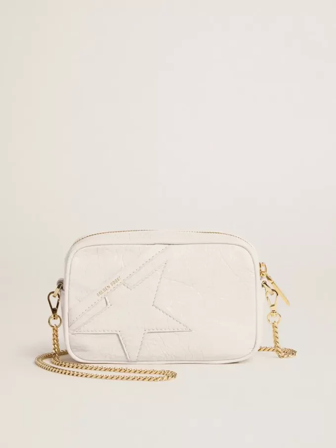 Mini Star Bag aus butterweißem Leder mit Ton-in-Ton-Stern Mini Star Bag aus butterweißem Leder mit Ton-in-Ton-Stern