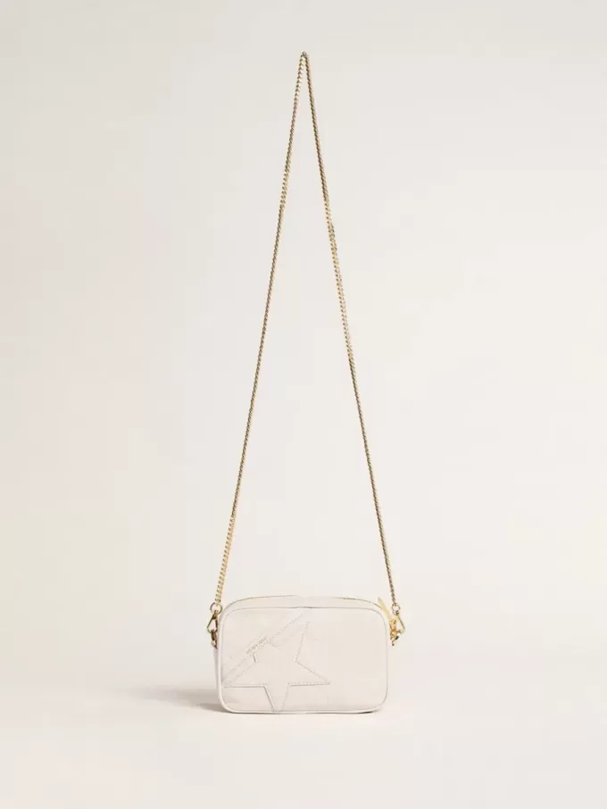 Mini Star Bag aus butterweißem Leder mit Ton-in-Ton-Stern Mini Star Bag aus butterweißem Leder mit Ton-in-Ton-Stern