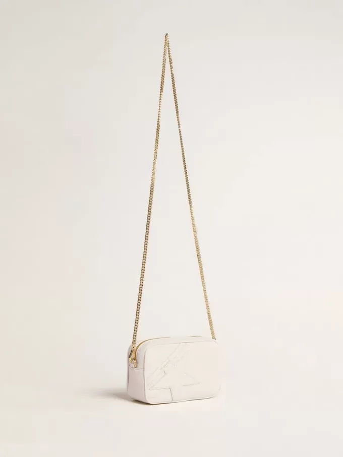 Mini Star Bag aus butterweißem Leder mit Ton-in-Ton-Stern Mini Star Bag aus butterweißem Leder mit Ton-in-Ton-Stern