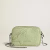 Mini Star Bag aus hellgrünem Leder mit Schlangenprint