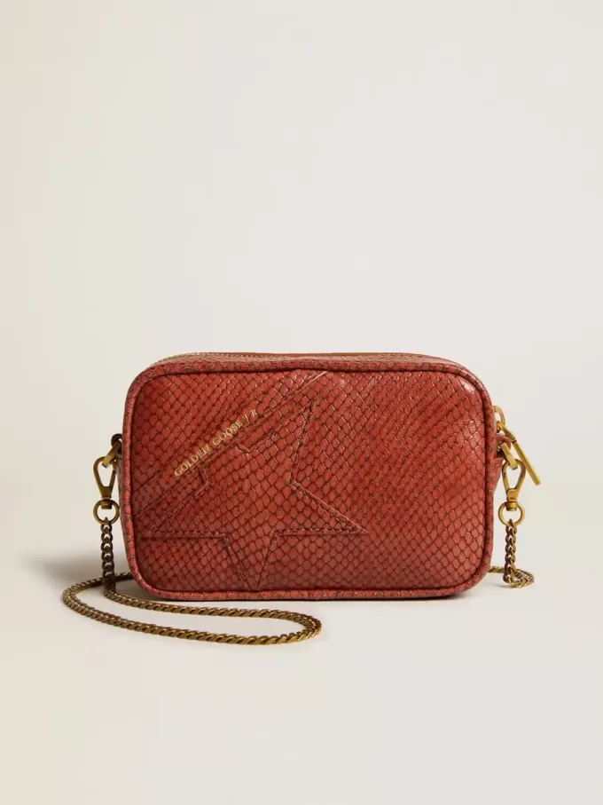 Mini Star Bag aus rostfarbenem Leder mit Schlangenprint Mini Star Bag aus rostfarbenem Leder mit Schlangenprint