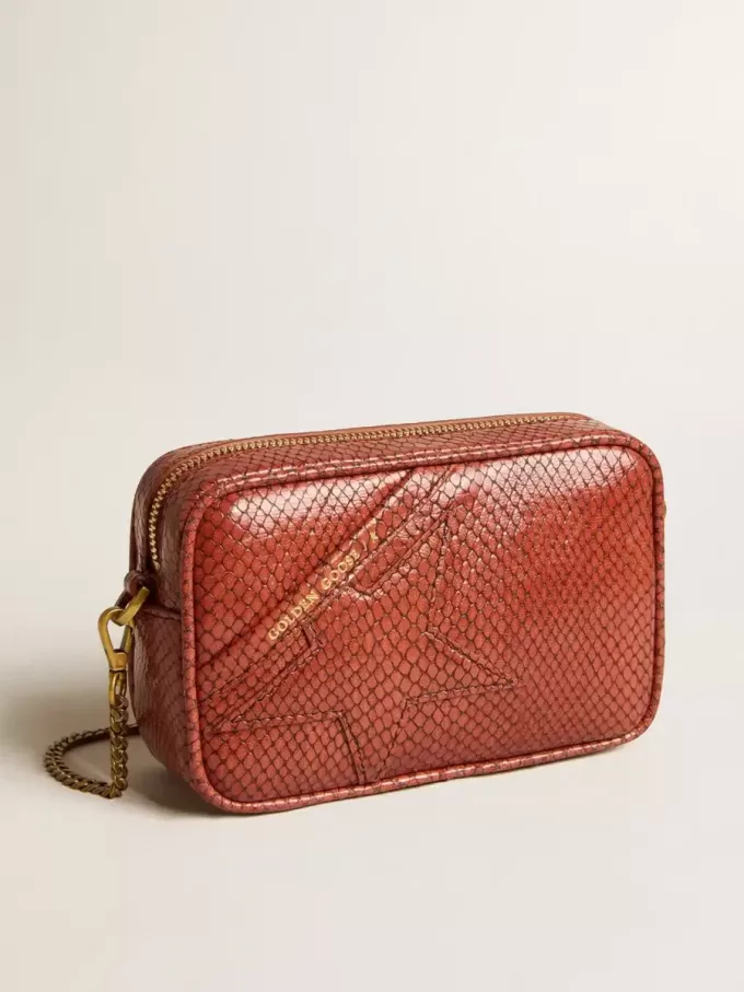 Mini Star Bag aus rostfarbenem Leder mit Schlangenprint Mini Star Bag aus rostfarbenem Leder mit Schlangenprint
