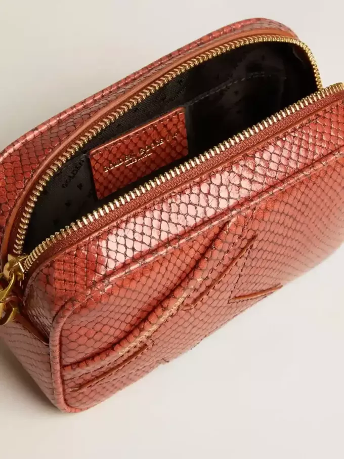 Mini Star Bag aus rostfarbenem Leder mit Schlangenprint Mini Star Bag aus rostfarbenem Leder mit Schlangenprint