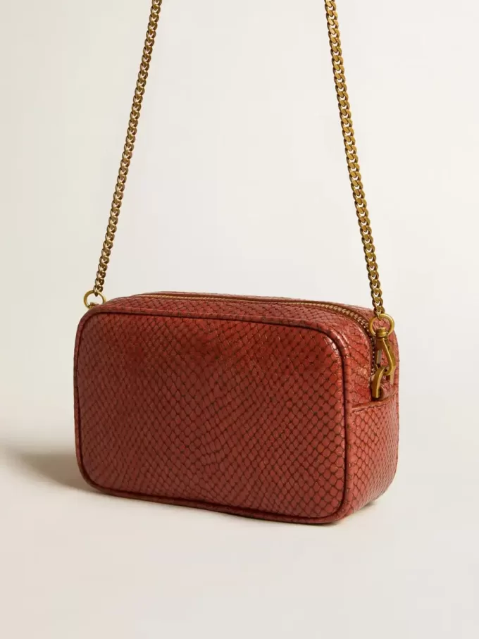 Mini Star Bag aus rostfarbenem Leder mit Schlangenprint Mini Star Bag aus rostfarbenem Leder mit Schlangenprint