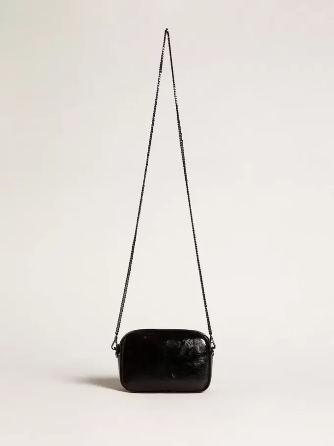 Mini Star Bag aus schwarzem Leder mit Swarovski-Kristallstern Mini Star Bag aus schwarzem Leder mit Swarovski-Kristallstern