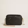 Mini Star Bag aus schwarzem Leder mit ton-in-ton Stern
