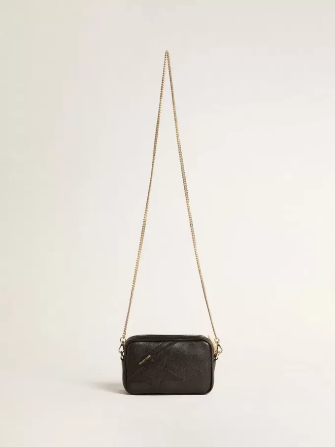 Mini Star Bag aus schwarzem Leder mit ton-in-ton Stern