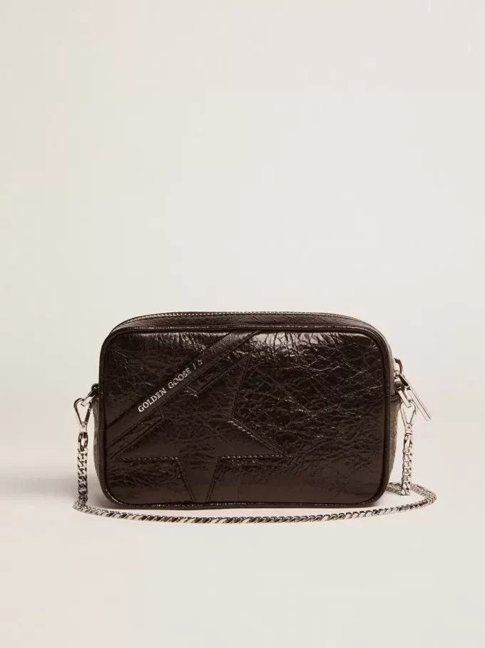 Mini Star Bag für Damen aus schwarzem Glanzleder mit farblich abgestimmtem Stern Mini Star Bag für Damen aus schwarzem Glanzleder mit farblich abgestimmtem Stern