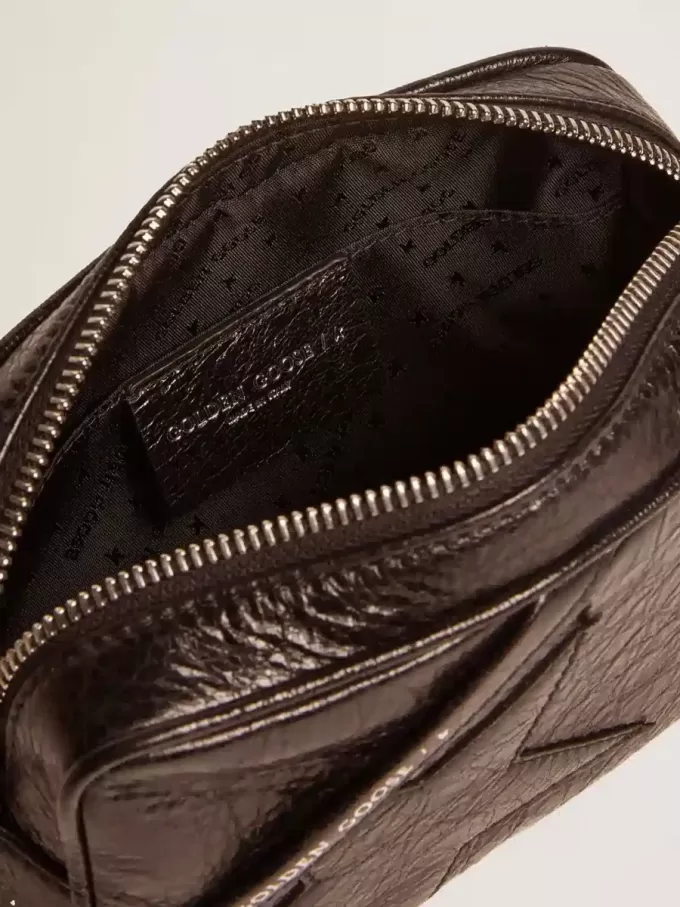Mini Star Bag für Damen aus schwarzem Glanzleder mit farblich abgestimmtem Stern Mini Star Bag für Damen aus schwarzem Glanzleder mit farblich abgestimmtem Stern
