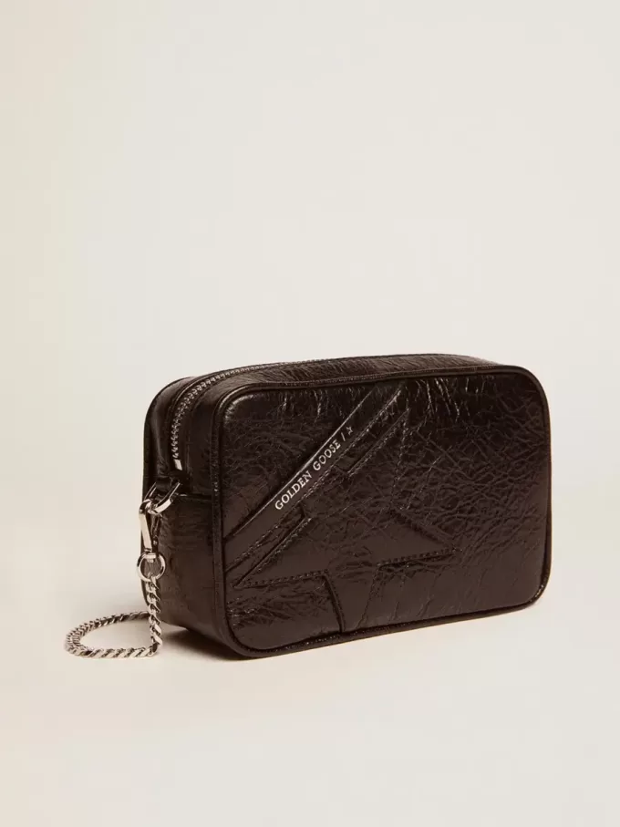 Mini Star Bag für Damen aus schwarzem Glanzleder mit farblich abgestimmtem Stern Mini Star Bag für Damen aus schwarzem Glanzleder mit farblich abgestimmtem Stern
