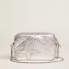 Mini Star Tasche für Damen aus silbernem laminiertem Leder mit Ton-in-Ton-Stern Mini Star Tasche für Damen aus silbernem laminiertem Leder mit Ton-in-Ton-Stern