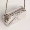 Mini Star Tasche für Damen aus silbernem laminiertem Leder mit Ton-in-Ton-Stern Mini Star Tasche für Damen aus silbernem laminiertem Leder mit Ton-in-Ton-Stern