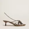 Nico Kitten-Heel-Sandalen aus metallisch grauem Leder