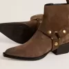 Niedrige Debbie-Stiefel aus taubengrauem Wildleder mit abnehmbarer Schnalle