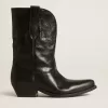 Niedrige Wish Star-Stiefel aus schwarzem Leder mit schwarzem Stern