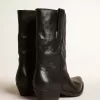 Niedrige Wish Star-Stiefel aus schwarzem Leder mit schwarzem Stern