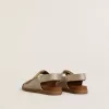 Noa Junior Sandalen aus Mikroglitter und platinfarbenem Leder