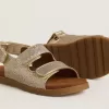 Noa Young Sandalen aus Mikroglitter und Platinleder