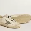 Old School für Damen mit silbernem Glitzerstern und eisgrauer Zunge aus Wildleder