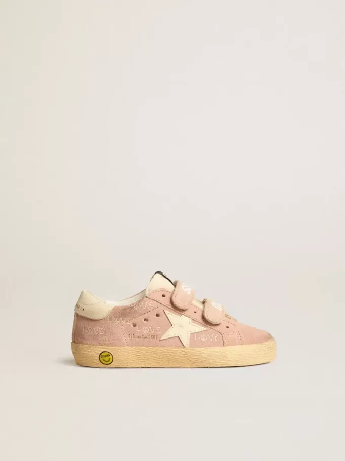 Old School Junior aus rosa Wildleder mit cremefarbenem Lederstern und Fersenlasche