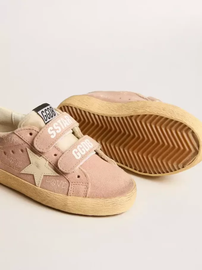 Old School Junior aus rosa Wildleder mit cremefarbenem Lederstern und Fersenlasche